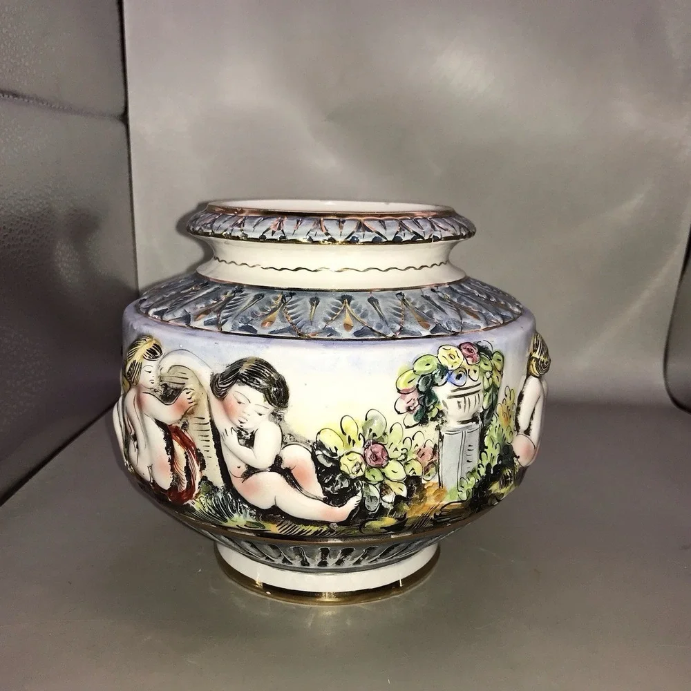 Vintage Capodimonte Vase Bowl Made In Italy NO LID‎